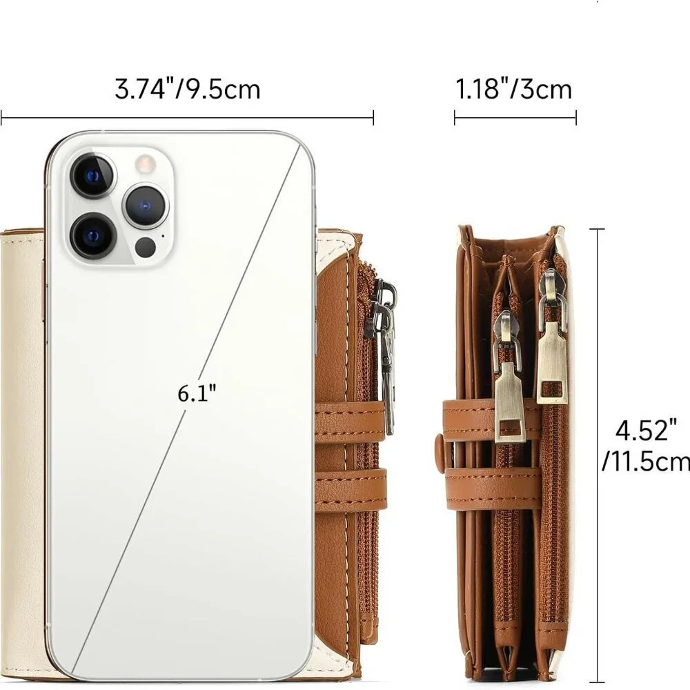 Women's Small RFID Card Wallet Bifold with Zipper Pocket Faux Leather - Picture 5 of 6